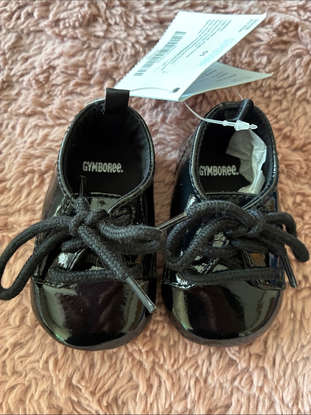 Gymboree Shiny Black Patent Lace-Up Baby Shoes